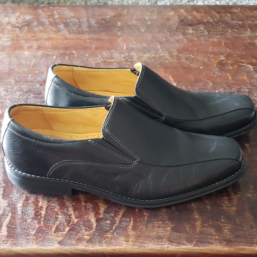 Black  leather dress shoes slip ons